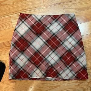H&M Red Plaid Pencil Skirt